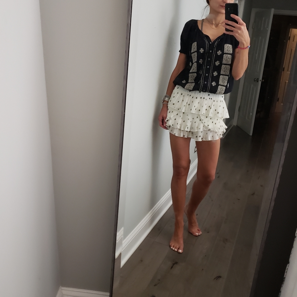 Joie Black/ Cream Top with Tassels